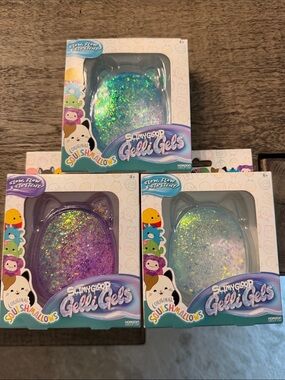 SlimyGloop Gelli Gel Squishmallow Cat Squishy Glitter Squeezey Bulk Set 3 Bundle